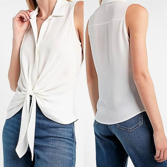 *Set of 2* NWT Tie-Front Sleeveless Express Portofino Shirts XS - Picture 16 of 16